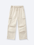 SMILEY LOGO PARACHUTE PANTS - LIGHT BEIGE