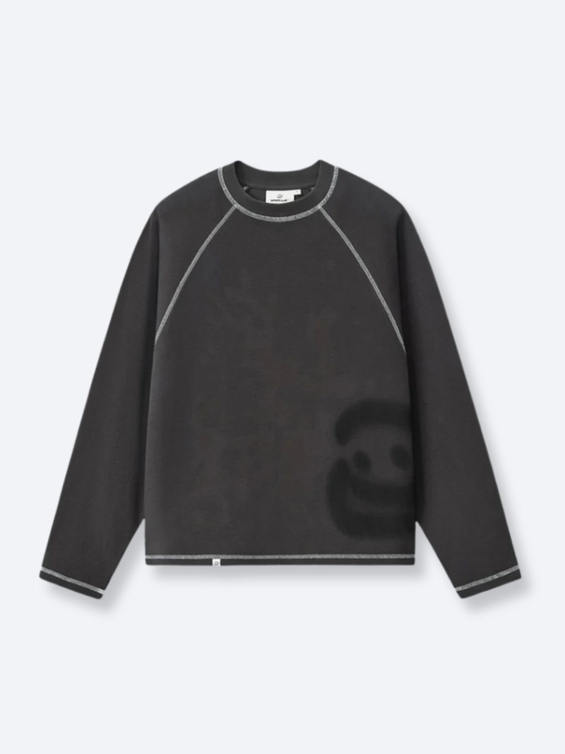 SMILEY WAFFLE LONG SLEEVE TEE - MIDNIGHT CHARCOAL – DRMERS CLUB