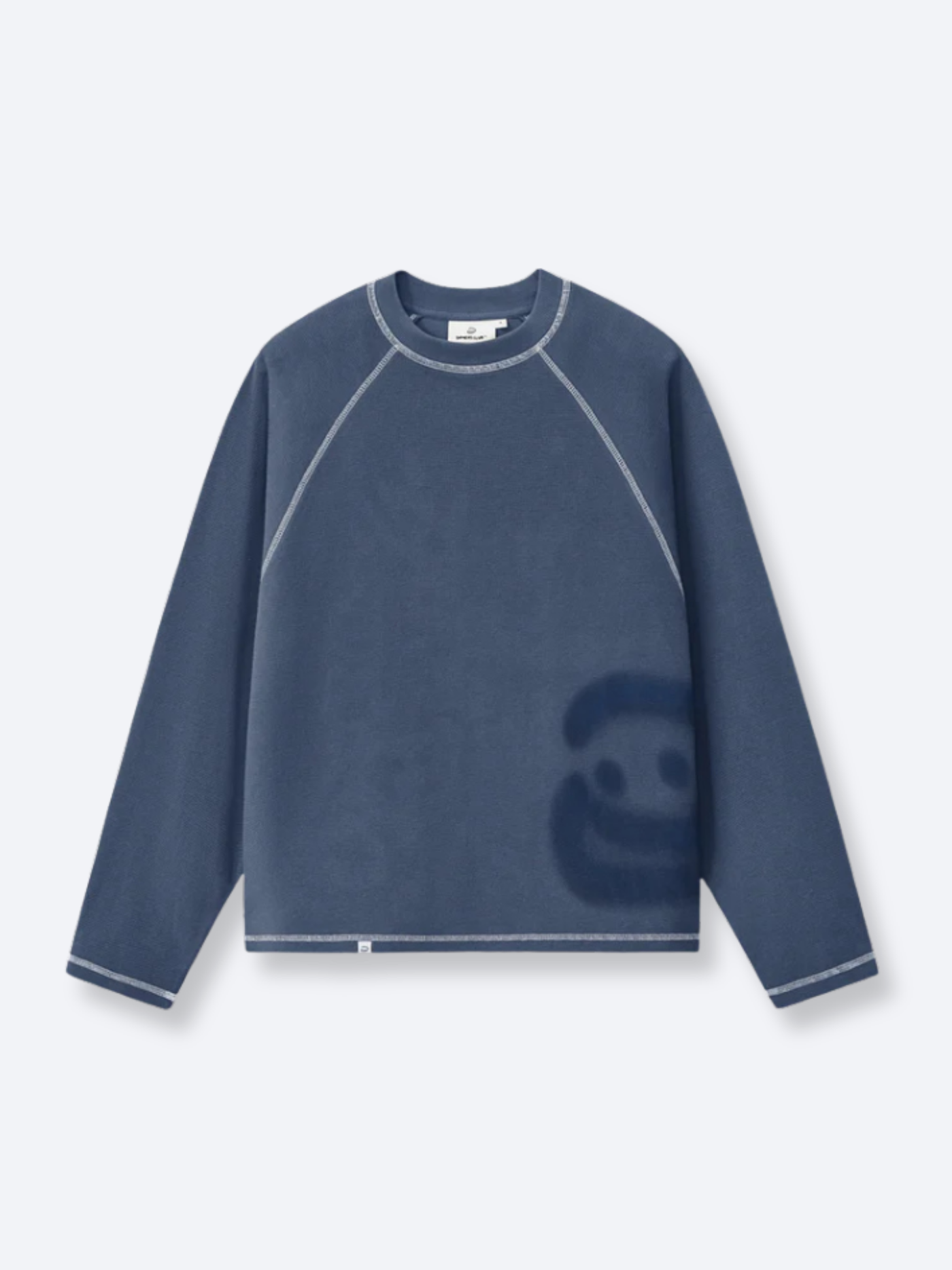 SMILEY WAFFLE LONG SLEEVE TEE - NAVY BLUE – DRMERS CLUB