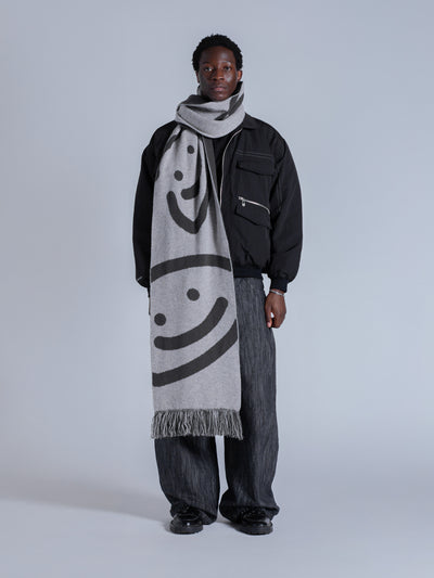 SMILEY LOGO SCARF - BLACK/GREY
