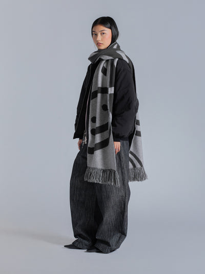 SMILEY LOGO SCARF - BLACK/GREY