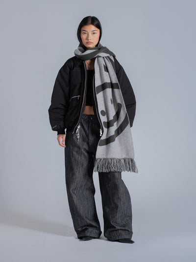 SMILEY LOGO SCARF - BLACK/GREY