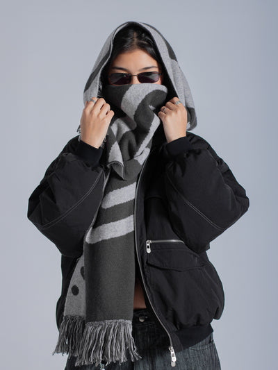 SMILEY LOGO SCARF - BLACK/GREY