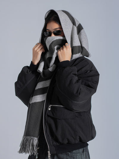 SMILEY LOGO SCARF - BLACK/GREY