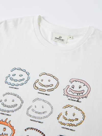 SMILEY GRID TEE - WHITE