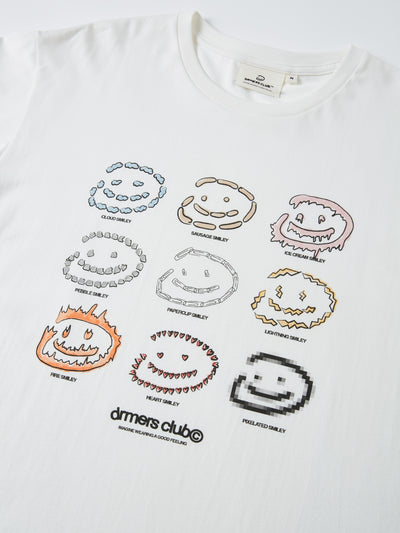 SMILEY GRID TEE - WHITE