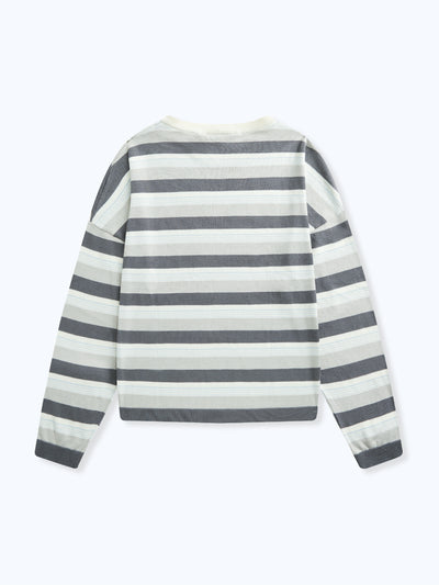 STRIPED LONG SLEEVE - LIGHT GREY
