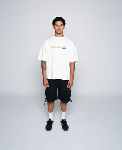 OUTLINE TEXT LOGO TEE - WHITE/GREEN