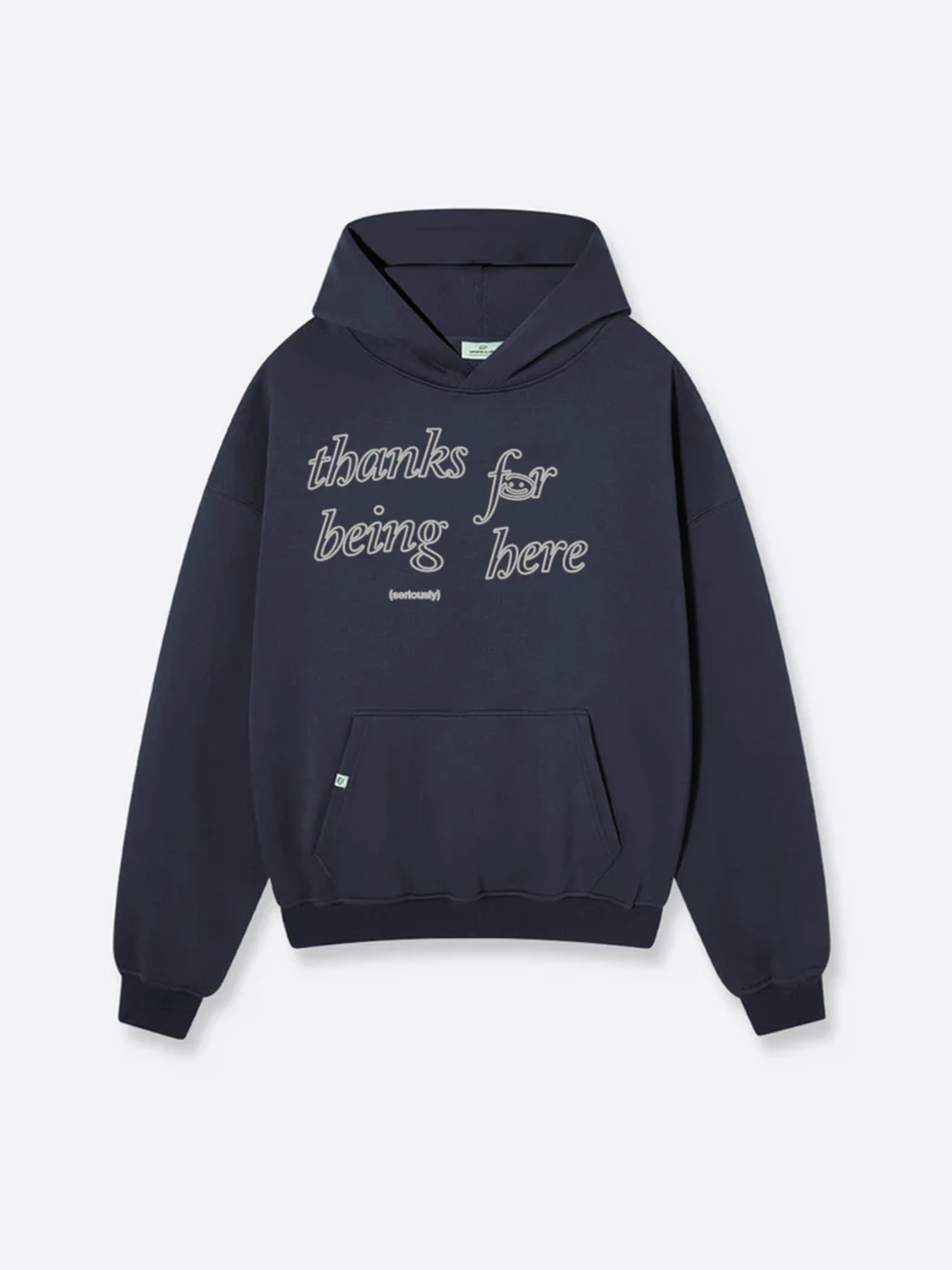 THANKS FOR BEING HERE V2 HOODIE - MIDNIGHT BLUE – DRMERS CLUB