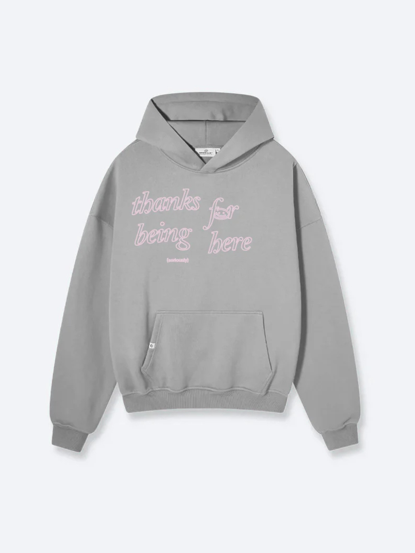 THANKS FOR BEING HERE V2 HOODIE - STONE GREY – DRMERS CLUB