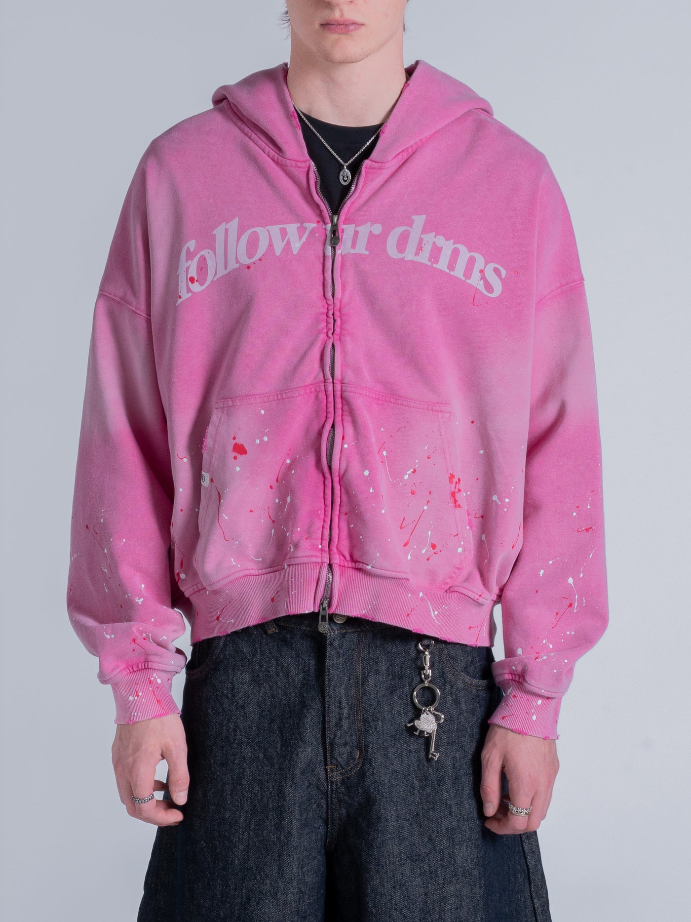 FOLLOW UR DRMS ZIP UP - VINTAGE PINK – DRMERS CLUB