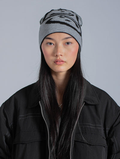 REVERSIBLE FREEFALL SMILEY BEANIE - BLACK/GREY