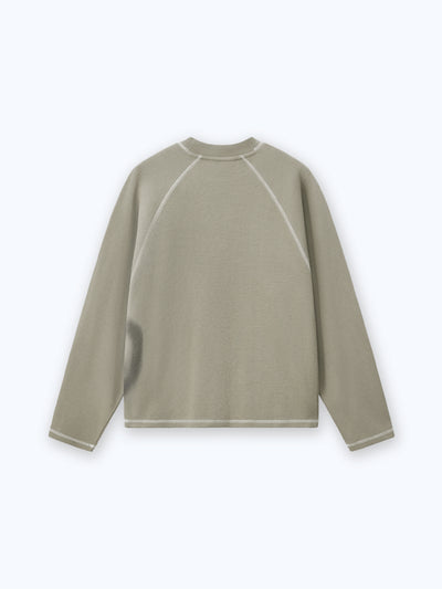SMILEY WAFFLE LONG SLEEVE TEE - SAGE SMOKE