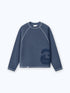 SMILEY WAFFLE LONG SLEEVE TEE - NAVY BLUE