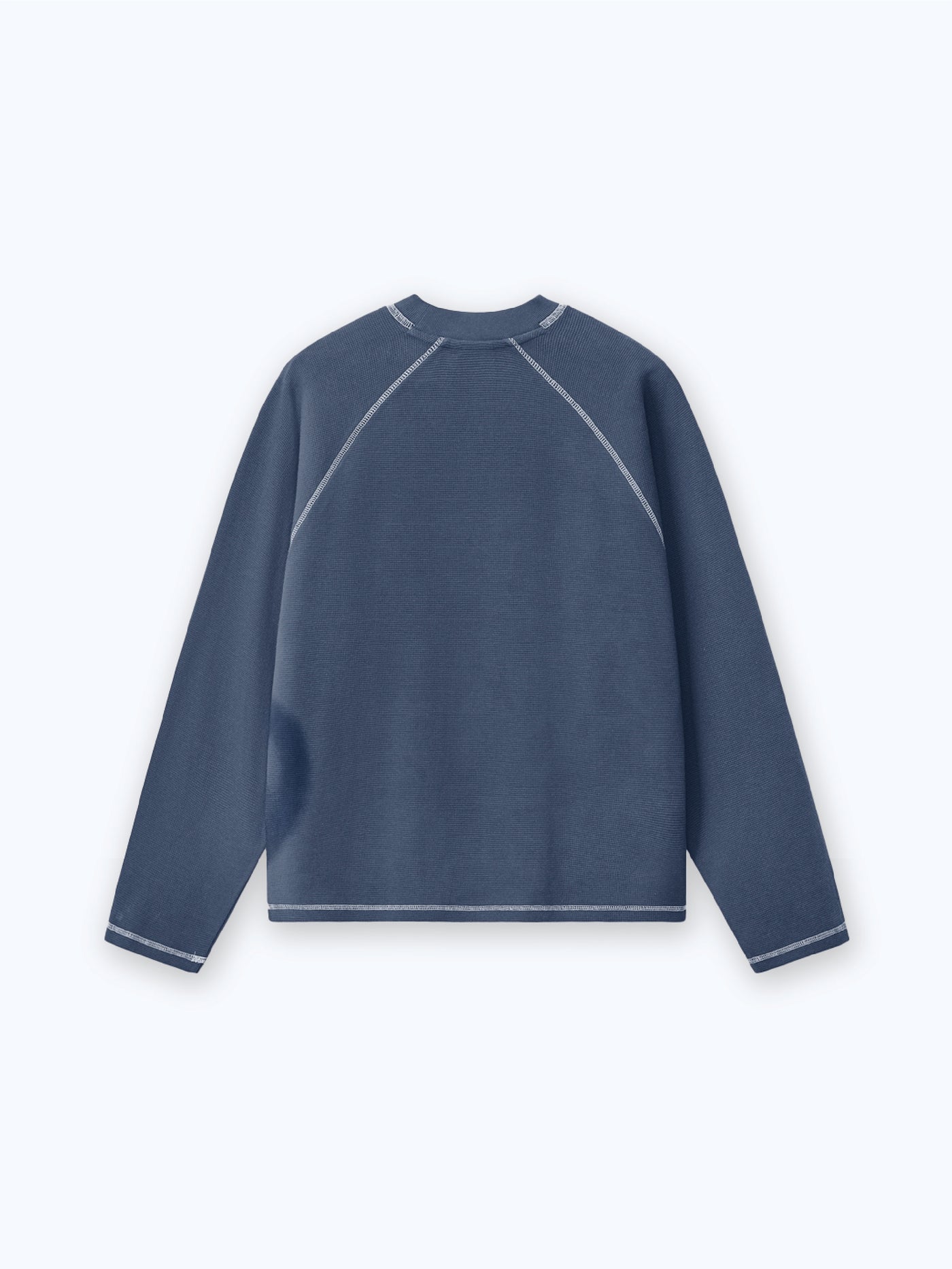 SMILEY WAFFLE LONG SLEEVE TEE - NAVY BLUE