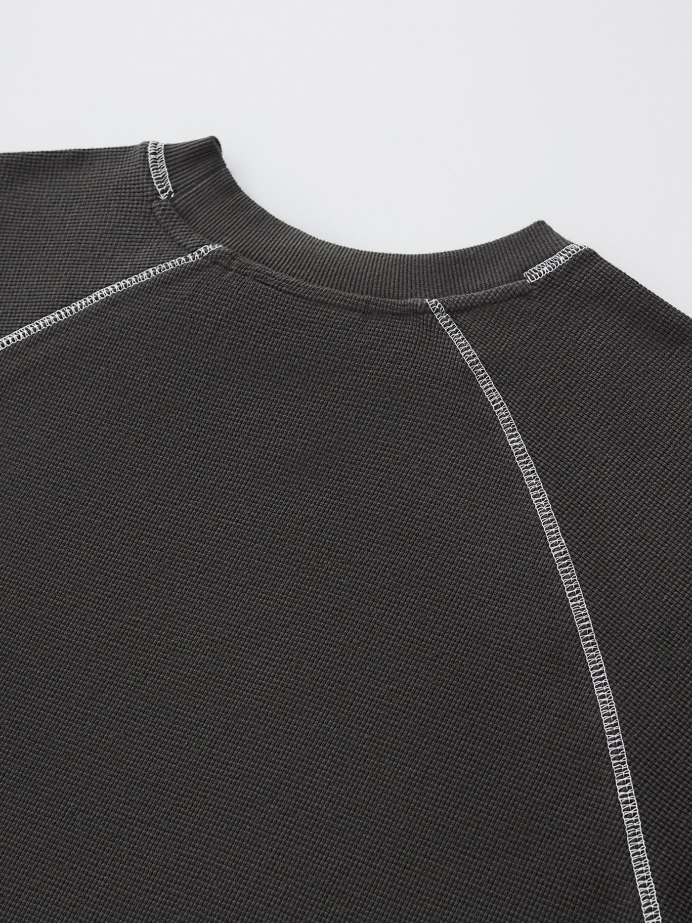 SMILEY WAFFLE LONG SLEEVE TEE - MIDNIGHT CHARCOAL