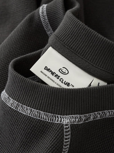 SMILEY WAFFLE LONG SLEEVE TEE - MIDNIGHT CHARCOAL