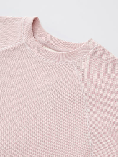 SMILEY WAFFLE LONG SLEEVE TEE - COTTON CANDY PINK