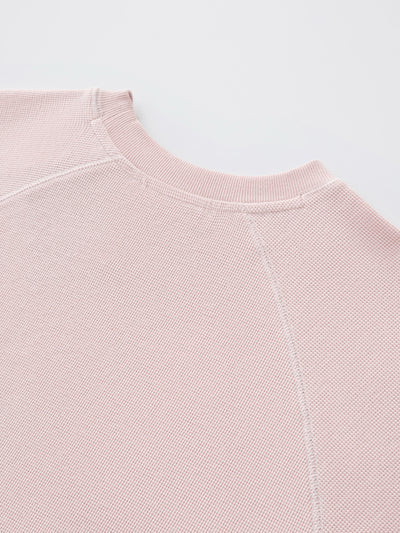 SMILEY WAFFLE LONG SLEEVE TEE - COTTON CANDY PINK