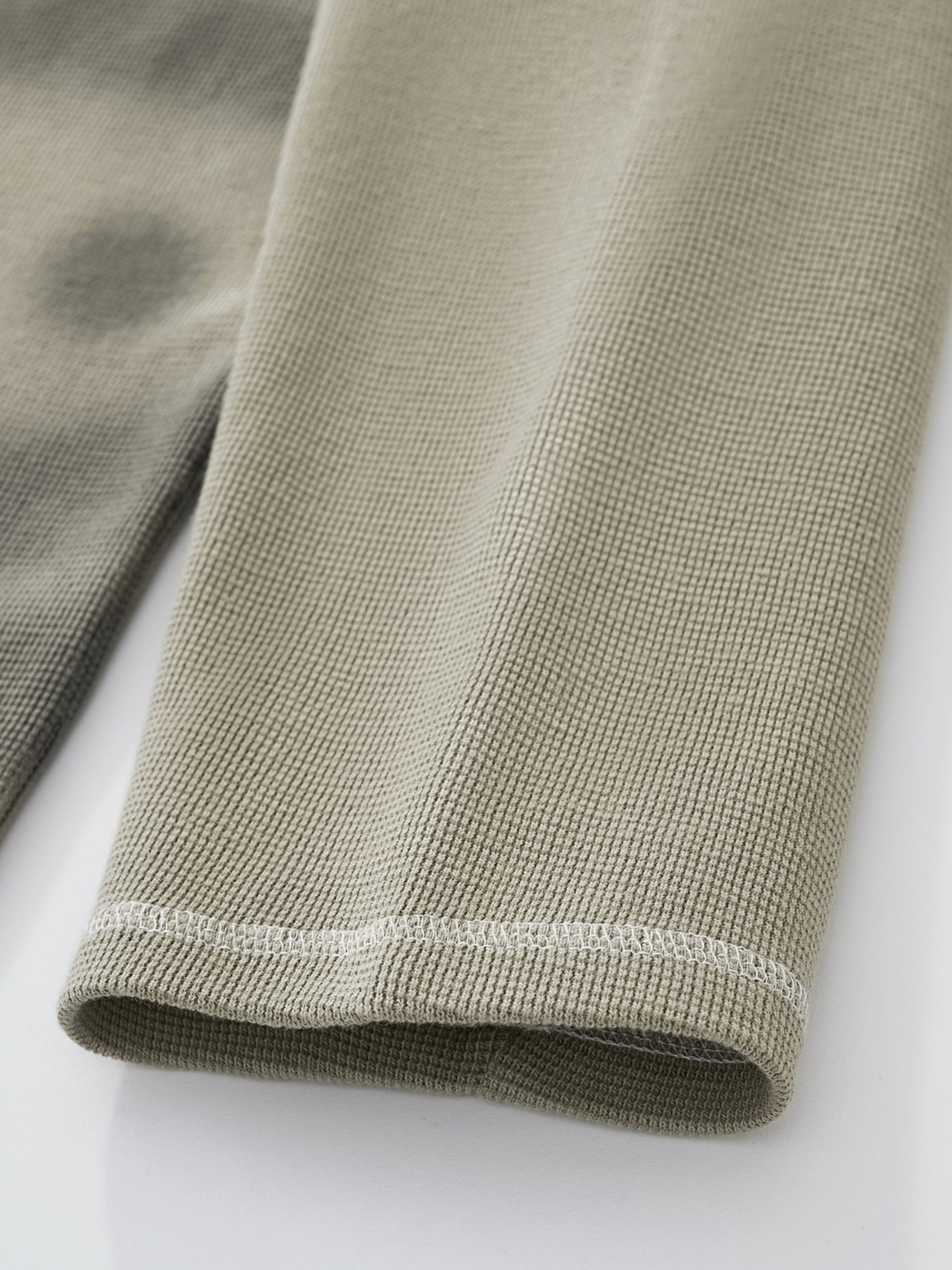 SMILEY WAFFLE LONG SLEEVE TEE - SAGE SMOKE