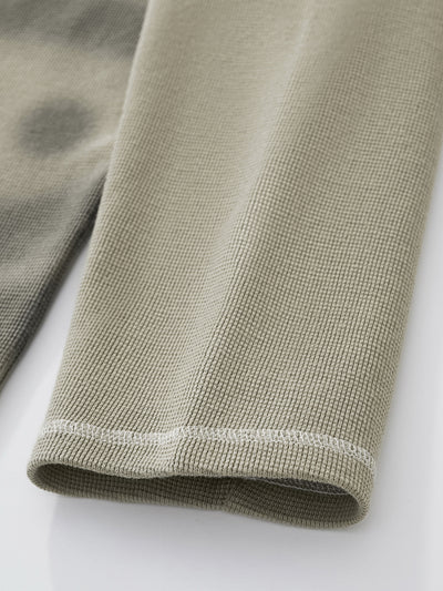 SMILEY WAFFLE LONG SLEEVE TEE - SAGE SMOKE