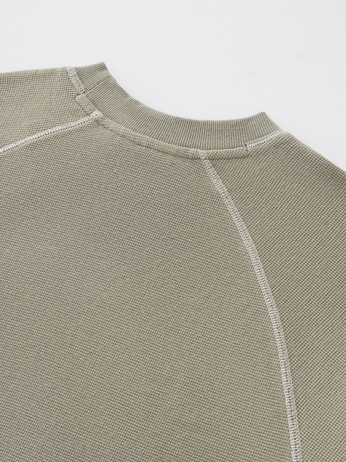 SMILEY WAFFLE LONG SLEEVE TEE - SAGE SMOKE