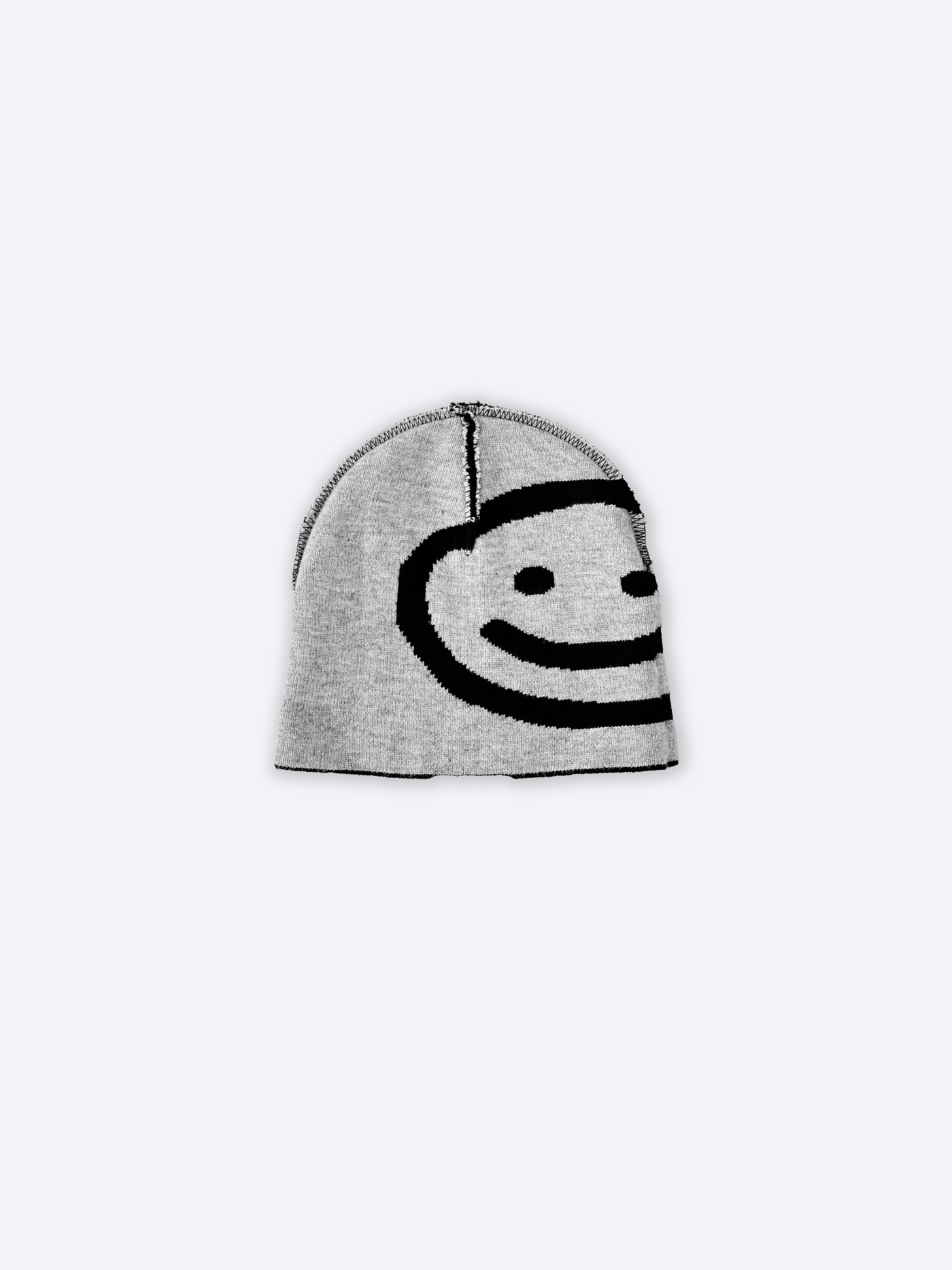 REVERSIBLE SMILEY LOGO BEANIE - BLACK/GREY