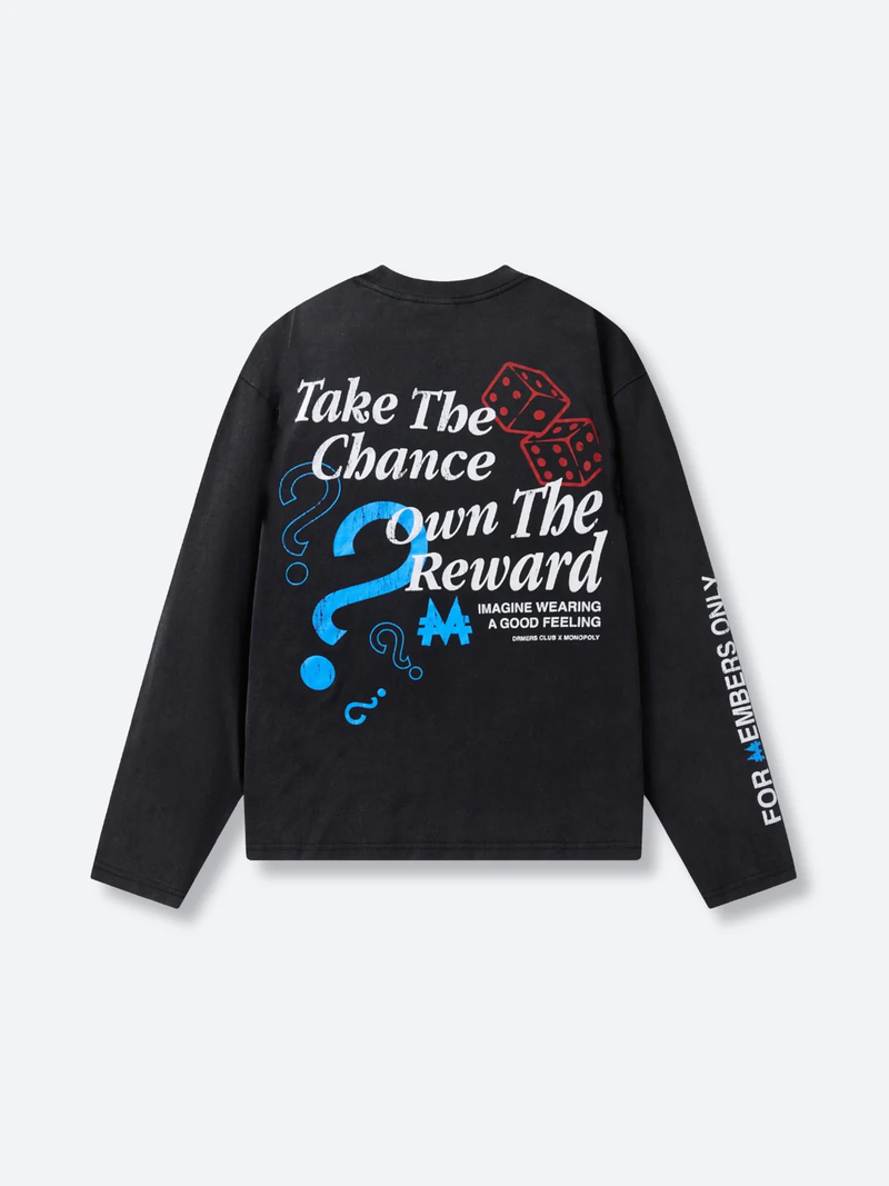 TAKE A CHANCE LONG SLEEVE TEE - BLACK