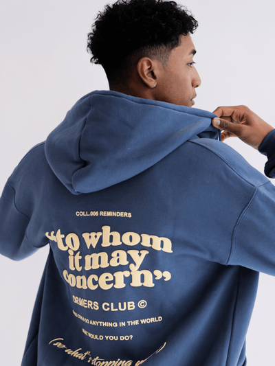"TO WHOM IT MAY CONCERN" 2.0 zip-up hoodie - navy blue