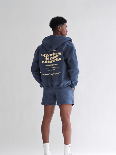 "TO WHOM IT MAY CONCERN" 2.0 zip-up hoodie - navy blue